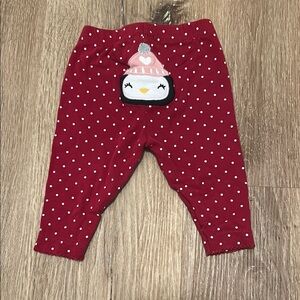 Carter's Red Polka Dot Leggings with Penguin Design